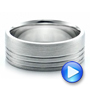 18k White Gold Men's Contemporary Brushed Wedding Band - Video -  100173 - Thumbnail