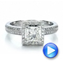 14k White Gold Custom Princess Cut Diamond Engagement Ring - Video -  100250 - Thumbnail