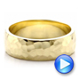 18k Yellow Gold 18k Yellow Gold Custom Men's Hammered Wedding Band - Video -  100269 - Thumbnail