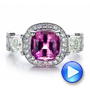 14k White Gold Custom Sapphire And Diamond Halo Engagement Ring - Video -  100270 - Thumbnail