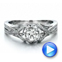 14k White Gold Custom Diamond And Blue Sapphire Engagement Ring - Video -  100276 - Thumbnail