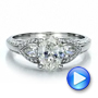 14k White Gold Custom Three Stone Diamond Engagement Ring - Video -  100279 - Thumbnail