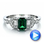  Platinum Platinum Custom Emerald And Diamond Engagement Ring - Video -  100286 - Thumbnail