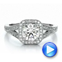  Platinum Platinum Custom Diamond Halo And Hand Engraved Engagement Ring - Video -  100287 - Thumbnail