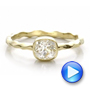 14k Yellow Gold Custom Hammered Engagement Ring - Video -  100300 - Thumbnail