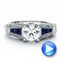 Art Deco Style Blue Sapphire And Diamond Engagement Ring - Video -  100388 - Thumbnail