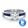 14k White Gold 14k White Gold Diamond And Blue Sapphire Engagement Ring - Video -  100389 - Thumbnail