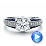 Diamond And Blue Sapphire Engagement Ring - Video -  100390 - Thumbnail