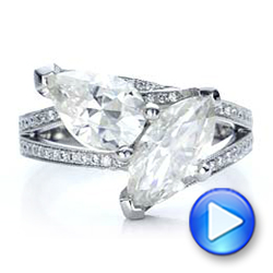  Platinum Custom Pear And Marquise Shaped Diamond Engagement Ring - Video -  100392 - Thumbnail