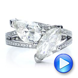 18k White Gold 18k White Gold Custom Pear And Marquise Shaped Diamond Engagement Ring - Video -  100392 - Thumbnail