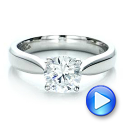 14k White Gold Contemporary Solitaire Engagement Ring - Video -  100397 - Thumbnail