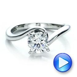 18k White Gold 18k White Gold Contemporary Solitaire Engagement Ring - Video -  100400 - Thumbnail