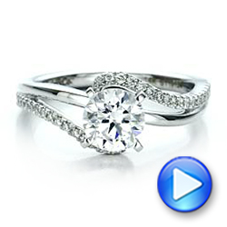 18k White Gold 18k White Gold Contemporary Wrapped Split Shank Diamond Engagement Ring - Video -  100402 - Thumbnail