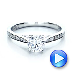  Platinum Platinum Bright Cut Diamond Engagement Ring - Video -  100406 - Thumbnail