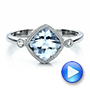 14k White Gold Aquamarine And Diamond Ring - Video -  100454 - Thumbnail