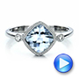 14k White Gold Aquamarine And Diamond Ring - Video -  100454 - Thumbnail