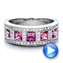 18k White Gold Custom Pink Sapphire And Diamond Anniversary Band - Video -  100552 - Thumbnail