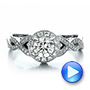 14k White Gold Custom Diamond Halo And Filigree Engagement Ring - Video -  100575 - Thumbnail