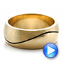 18k Yellow Gold Custom Brushed And Polished Men's Wedding Band - Video -  100582 - Thumbnail