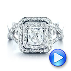  Platinum Platinum Custom Double Halo Diamond Engagement Ring - Video -  100598 - Thumbnail