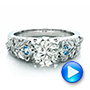 14k White Gold 14k White Gold Custom Organic Diamond And Blue Topaz Engagement Ring - Video -  100600 - Thumbnail