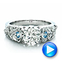  Platinum Platinum Custom Organic Diamond And Blue Topaz Engagement Ring - Video -  100600 - Thumbnail