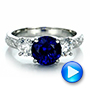 14k White Gold 14k White Gold Custom Blue Sapphire And Diamond Anniversary Ring - Video -  100603 - Thumbnail