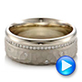 14k White Gold Custom Men's Diamond And Hammered Finish Wedding Band - Video -  100611 - Thumbnail