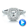  Platinum Custom Double Halo Diamond Engagement Ring - Video -  100613 - Thumbnail