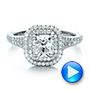 18k White Gold 18k White Gold Custom Double Halo Diamond Engagement Ring - Video -  100613 - Thumbnail