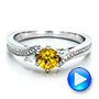  Platinum Platinum Custom Yellow Sapphire And Diamond Engagement Ring - Video -  100621 - Thumbnail