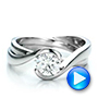 14k White Gold 14k White Gold Custom Solitaire Diamond Interlocking Engagement Ring - Video -  100623 - Thumbnail