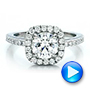  Platinum Custom Diamond Halo Engagement Ring - Video -  100629 - Thumbnail