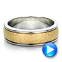  Platinum And 14k Yellow Gold Platinum And 14k Yellow Gold Custom Men's Two-tone Hammered Finish Wedding Band - Video -  100641 - Thumbnail