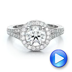 Platinum Custom Diamond Halo Engagement Ring - Video -  100644 - Thumbnail