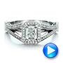 14k White Gold Custom Diamond Halo Engagement Ring - Video -  100651 - Thumbnail
