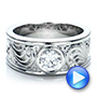  Platinum Custom Hand Engraved Diamond Solitaire Engagement Ring - Video -  100655 - Thumbnail