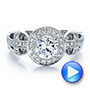 14k White Gold 14k White Gold Diamond Halo And Cross Engagement Ring - Vanna K - Video -  100667 - Thumbnail