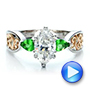  Platinum And 18K Gold Custom Two-tone Diamond And Peridot Engagement Ring - Video -  100674 - Thumbnail