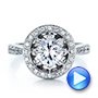  18K Gold Diamond Halo And Filigree Engagement Ring - Vanna K - Video -  100682 - Thumbnail