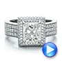  Platinum Custom Micro-pave Halo Diamond Engagement Ring - Video -  100686 - Thumbnail