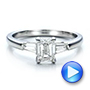 14k White Gold 14k White Gold Custom Emerald And Baguette Diamond Engagement Ring - Video -  100690 - Thumbnail