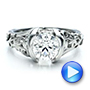 14k White Gold 14k White Gold Custom Filigree And Diamond Engagement Ring - Video -  100706 - Thumbnail