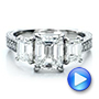  Platinum Custom Emerald Cut Diamond Engagement Ring - Video -  100723 - Thumbnail