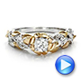  18K Gold And 18k Yellow Gold 18K Gold And 18k Yellow Gold Custom Two-tone Organic Vines And Diamond Engagement Ring - Video -  100772 - Thumbnail