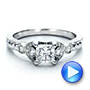 18k White Gold Custom Princess Cut Diamond Engagement Ring - Video -  100778 - Thumbnail