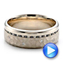 18k White Gold 18k White Gold Custom Men's Black And White Diamond And Hammered Finish Wedding Band - Video -  100781 - Thumbnail