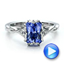  14K Gold 14K Gold Custom Unique Setting Blue Sapphire Engagement Ring - Video -  100793 - Thumbnail