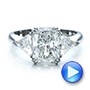  Platinum Custom Three Stone Diamond Engagement Ring - Video -  100803 - Thumbnail