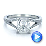14k White Gold 14k White Gold Custom Princess Cut Diamond And Split Shank Engagement Ring - Video -  100807 - Thumbnail